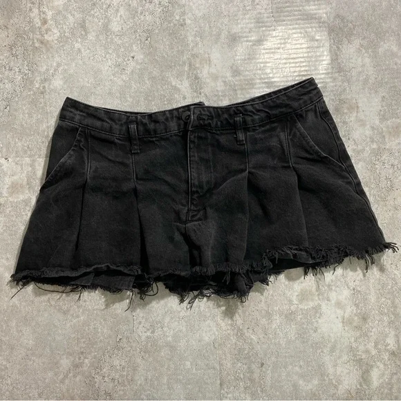 Zara Faded Black Pleated Mini Skirt Large Grunge Streetwear - Picture 6 of 8